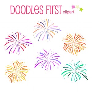 New Year Fireworks Digital Clip Art for Scrapbooking Card Making Cupcake Toppers Paper Crafts