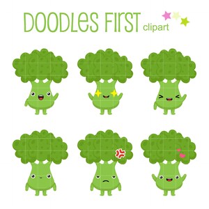 Mignon brocoli Expressions Clip Art pour Scrapbooking fabrication de cartes Cupcake Toppers papier artisanat