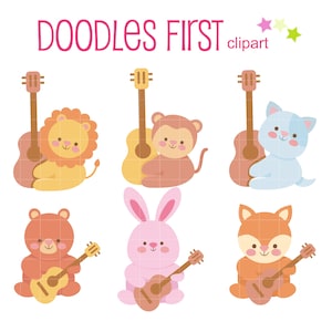 Music Clipart, Music SVG, Animal Clip Art, Guitar Clipart, Guitar PNG, Instant Download, Commercial Use