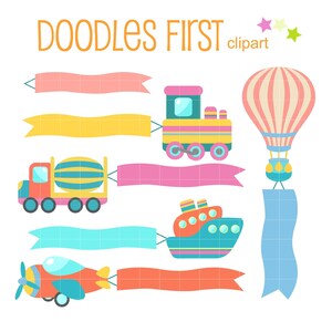 Giocattoli con bandiere ClipArt digitali per realizzare cartoline di scrapbooking, toppers per cupcake, creazioni con la carta