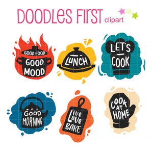Retro Kitchen Banner Digital Clip Art for Scrapbooking Card Making Cupcake Toppers Paper Crafts
