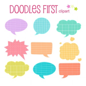 Pastel tekstballon komische digitale illustraties voor scrapbooking kaarten maken cupcake toppers papier ambachten