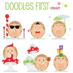 Hérisson de Noël numérique Clip Art pour Scrapbooking fabrication de cartes Cupcake Toppers papier artisanat