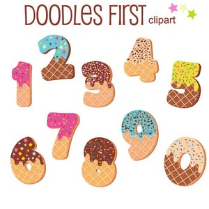 Sweet Dessert Font Numbers Digital Clip Art for Scrapbooking Card Making Cupcake Toppers Paper Crafts
