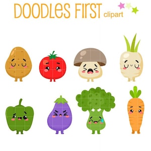 Mignon légumes visages numérique Clip Art pour Scrapbooking fabrication de cartes Cupcake Toppers papier artisanat