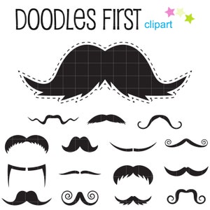 Moustache Party Digital Clip Art for Scrapbooking Card Making Cupcake Toppers Paper Crafts