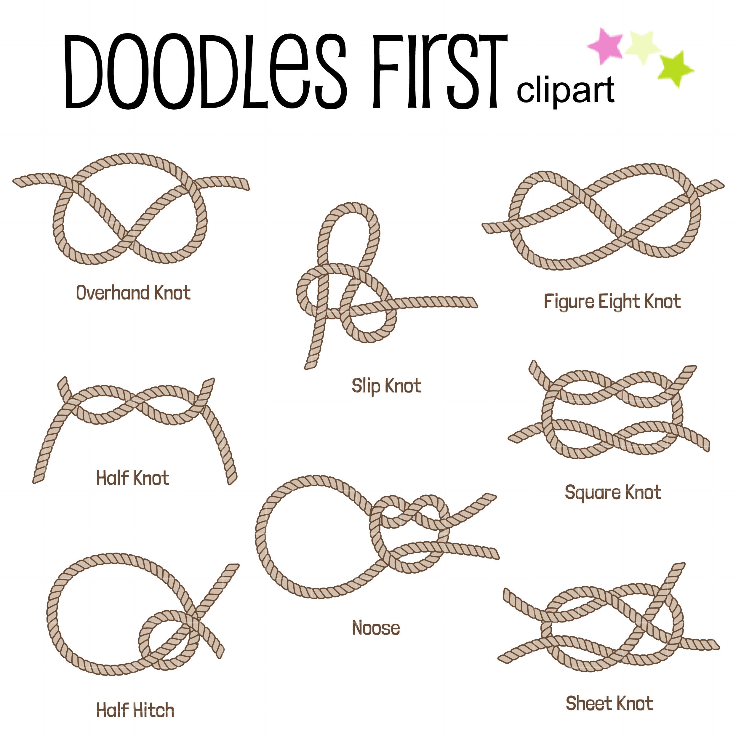 Basic Knots Digital Clip Art for Scrapbooking Card Making Cupcake Toppers  Paper Crafts 