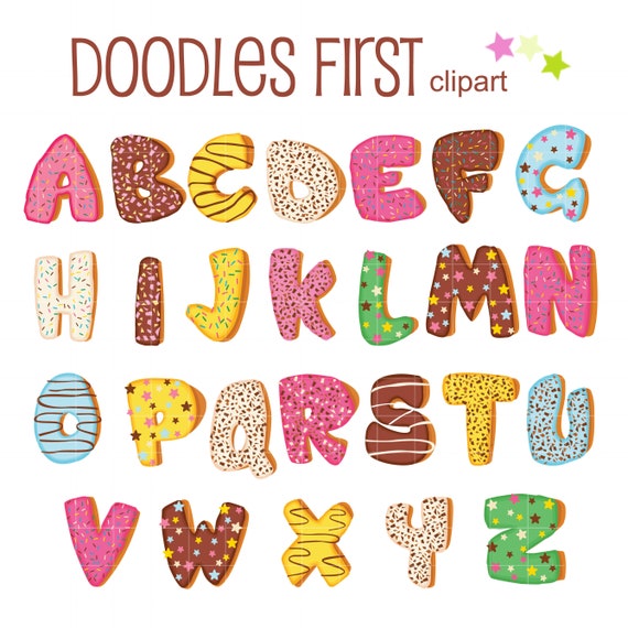 Sweet Alphabet Donuts Digital Clip Art for Scrapbooking Card | Etsy