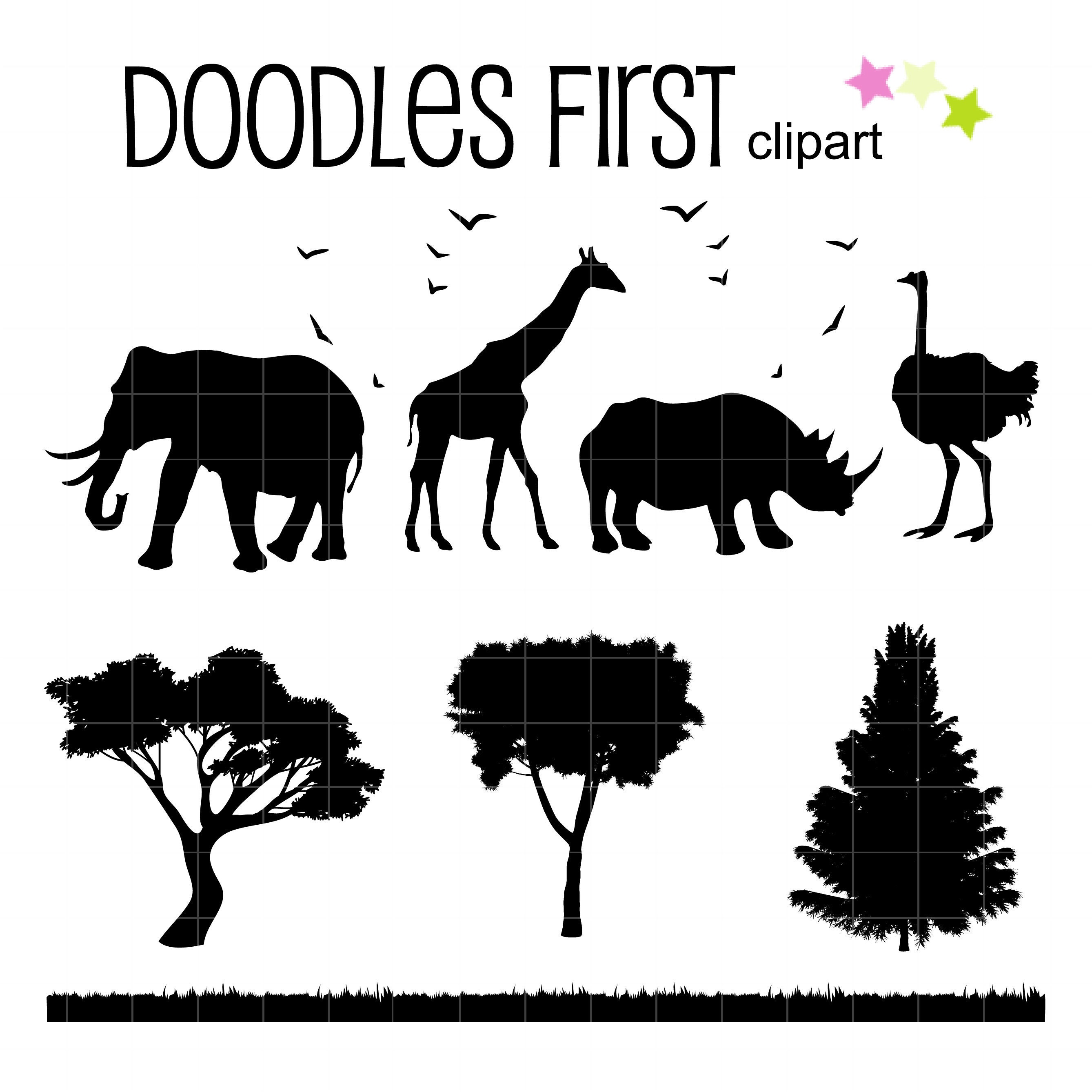 Farm Animals Silhouette Digital Clip Art for Scrapbooking Card | Etsy