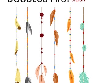 Feather Ornaments Digital Clip Art for Scrapbooking Card Making Cupcake Toppers Paper Crafts