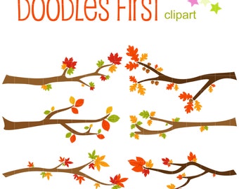 Autumn Branches Digital Clip Art for Scrapbooking Card Making Cupcake Toppers Paper Crafts