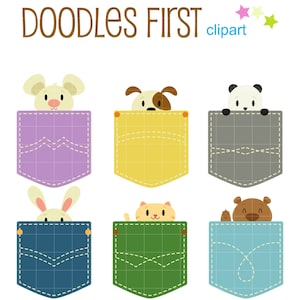 Pocket Animals Digital Clip Art for Scrapbooking Card Making Cupcake Toppers Paper Crafts