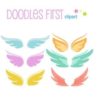 Cute Wings Set Clip Art for Scrapbooking Card Making Cupcake Toppers Paper Crafts