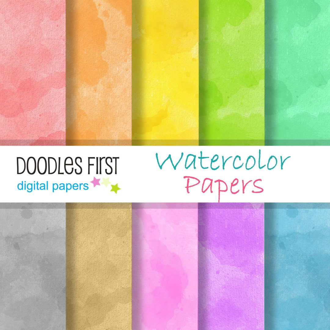 Watercolor Papers Digital Paper Pack Includes 10 for Scrapbooking Paper ...