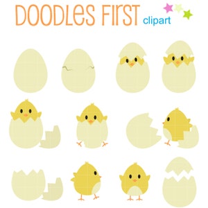 Hatching Happy Chick Digital Clipart para Scrapbooking, Archivos de corte Cricut, Sublimación, Fabricación de tarjetas y pegatinas, Artesanías de papel, SVG, PNG, jpg