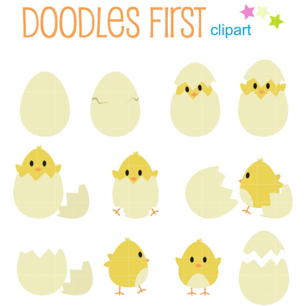 Hatching Happy Chick Digital Clipart for Scrapbooking, Cricut Cut Files, Sublimation, Card & Sticker Making, Paper Crafts, SVG, PNG, jpg