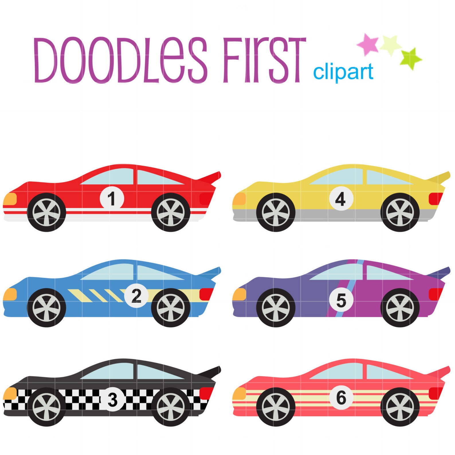 Cool Race Cars Digital Clip Art for Scrapbooking, Cricut Cut Files ...