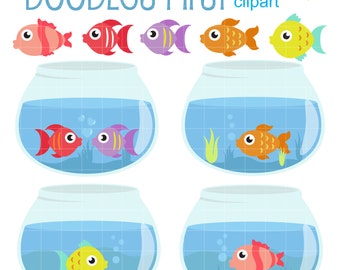 Fish Bowls Digital Clipart for Scrapbooking, Journaling, Cricut Cut Files, Sublimation, Card Making, Crafters, Paper Crafts, SVG, PNG, jpg