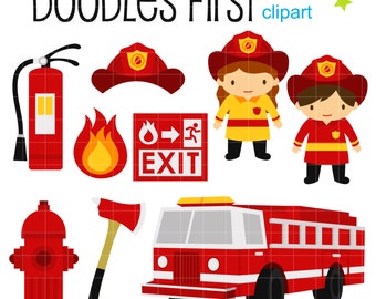 Little Firefighters Digital Clipart for Scrapbooking, Journaling, Cricut Cut Files, Sublimation, Card Making, Crafters, Paper Crafts SVG PNG