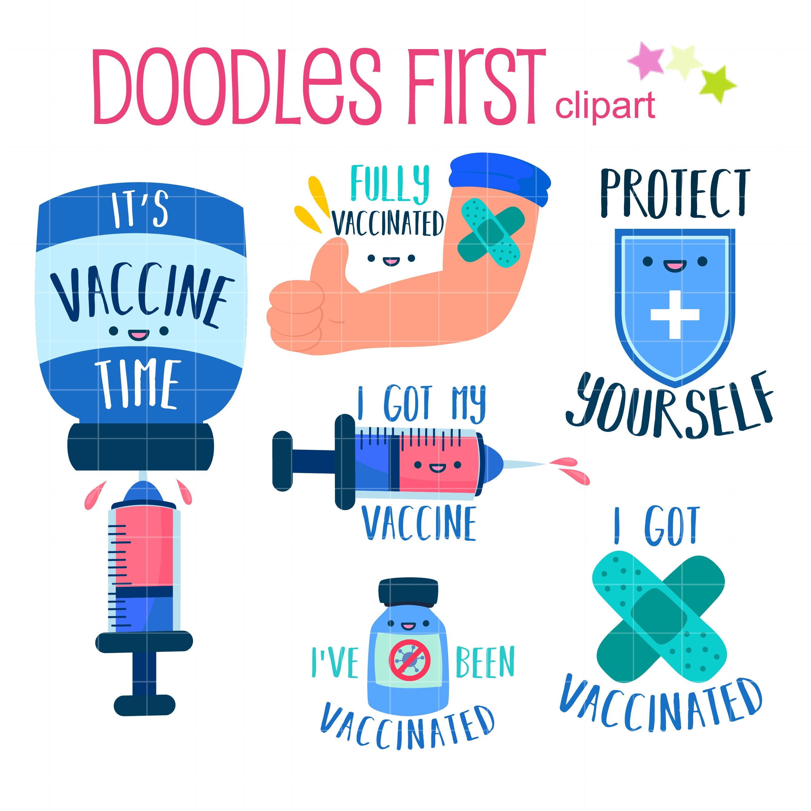 Covid Vaccination Campaign Clip Art for Scrapbooking Card Making Cupcake  Toppers Paper Crafts - Etsy