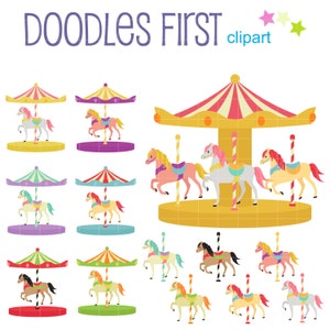 Fancy Carrousel Digital Clip Art pour Scrapbooking, Machine de découpe, Junk Journal, Fabrication de cartes, Sublimation, Artisanat en papier et fabrication de cartes