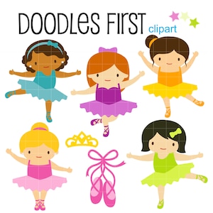 Niedliche Ballerina Tänzer Clip Art, SVG, PNG, JPG (Digital Download)