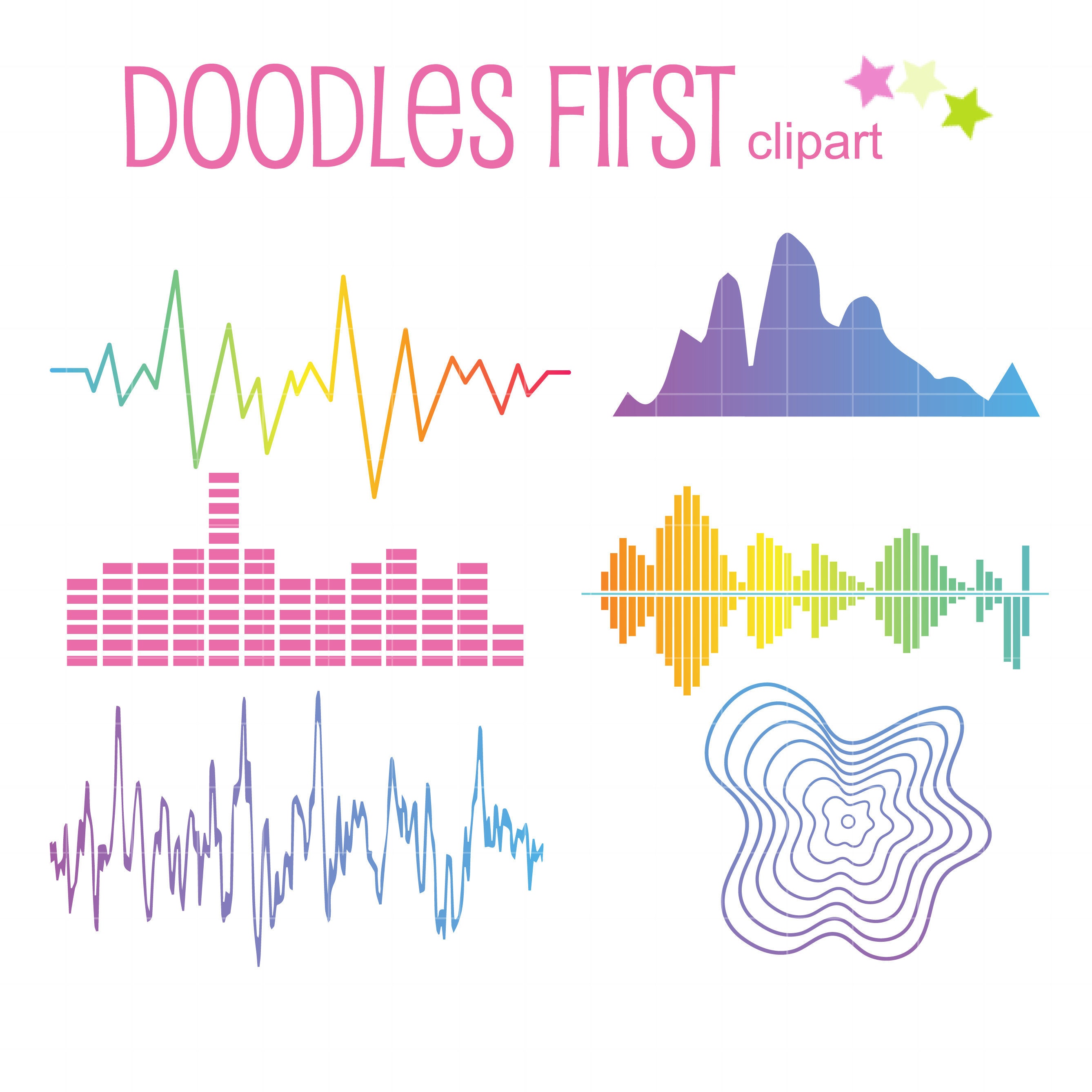 Colorful Sound Waves Digital Clip Art for Scrapbooking Card | Etsy