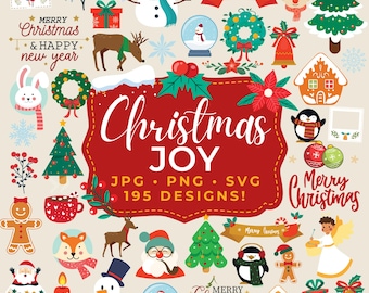 Paquete de imágenes prediseñadas navideñas, 195 diseños PNG de Navidad, imágenes prediseñadas festivas, gráficos navideños adorables, diseños para sublimación, descarga digital.