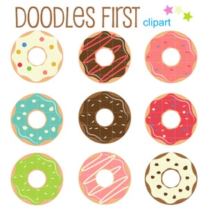 Yummy Donuts Digital Clip Art pour Scrapbooking, Junk Journal, Machine de découpe, Sublimation, Fabrication de cartes, Fichiers SVG Cricut et Artisanat en papier