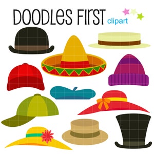 Coleção de clipart de chapéus: chapéus de fantasia, SVG, PNG, JPG (download digital)