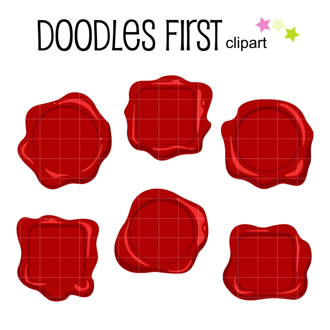 Red Stamp Template Set Digital Clip Art for Scrapbooking Card Making