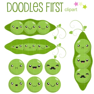 Kawaii Peas In A Pod Clip Art for Scrapbooking Card Making Cupcake Toppers Paper Crafts