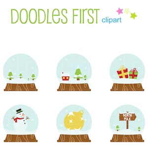 Kerst sneeuwbollen digitale illustraties voor scrapbooking kaarten maken cupcake toppers papier ambachten