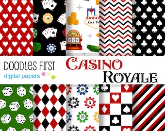 Kasino Royale Digital Paper Pack, Scrapbooking PNG JPG SVG (10 Designs)