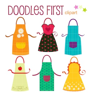 Leuke kleurrijke keukenschorten digitale clipart voor scrapbooking, Cricut gesneden bestanden, sublimatie, kaart & sticker maken, papier ambachten SVG PNG jpg