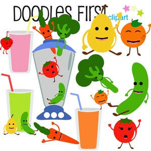 Frullati di frutta e verdura Clipart digitale per Scrapbooking, File tagliati Cricut, Sublimazione, Creazione di biglietti, Mestieri con la carta, SVG, PNG, jpg