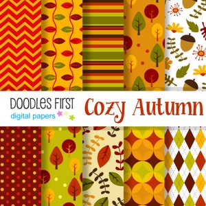 Cosy Autumn Digital Paper Pack beinhaltet 10 für Scrapbooking Paper Crafts