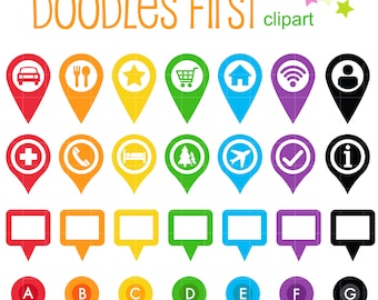 Map Marker Icons Clip Art, Scrapbooking, Cricut, SVG, PNG, JPG