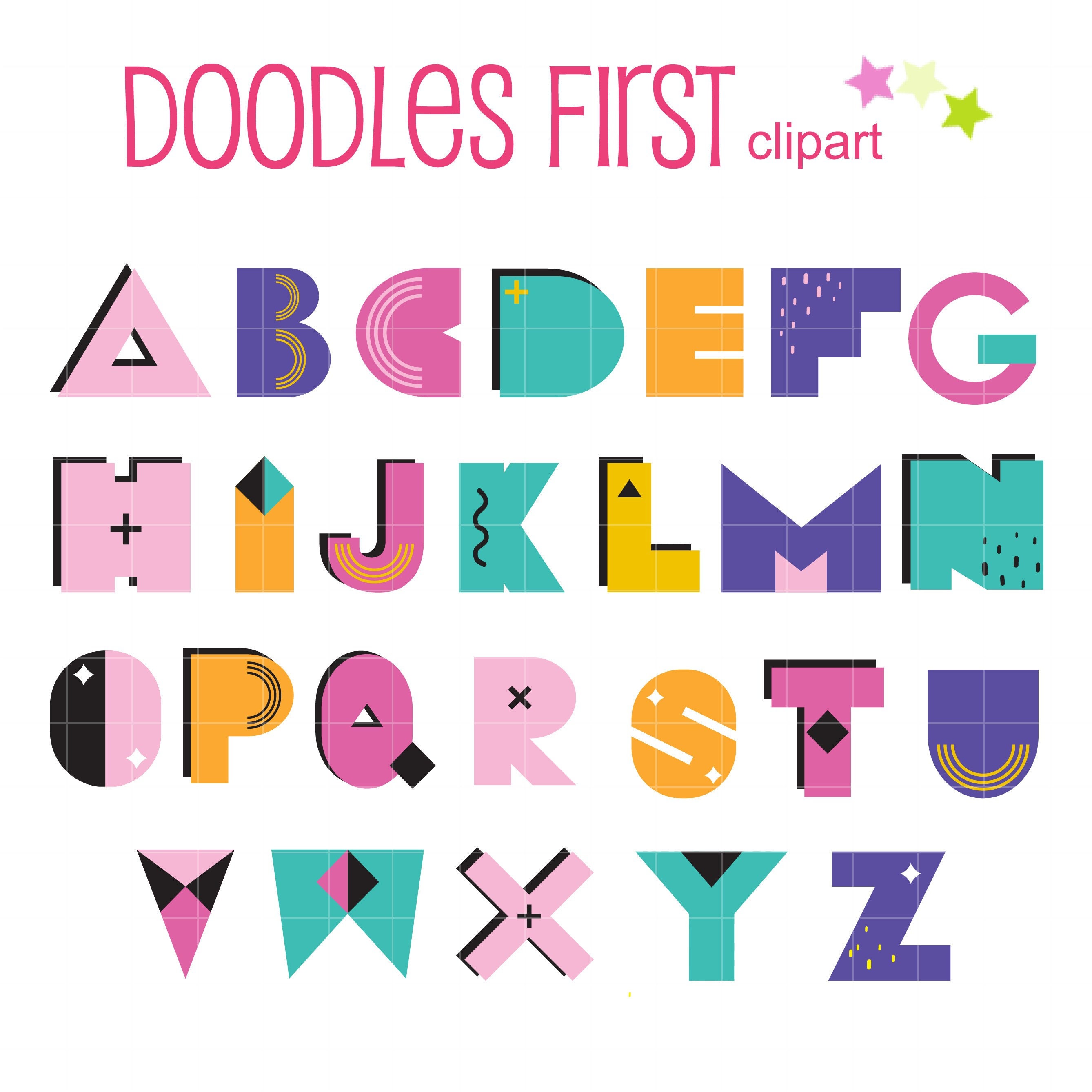 80s 90s Nostalgia Alphabet Clip Art: Scrapbooking, Card Making