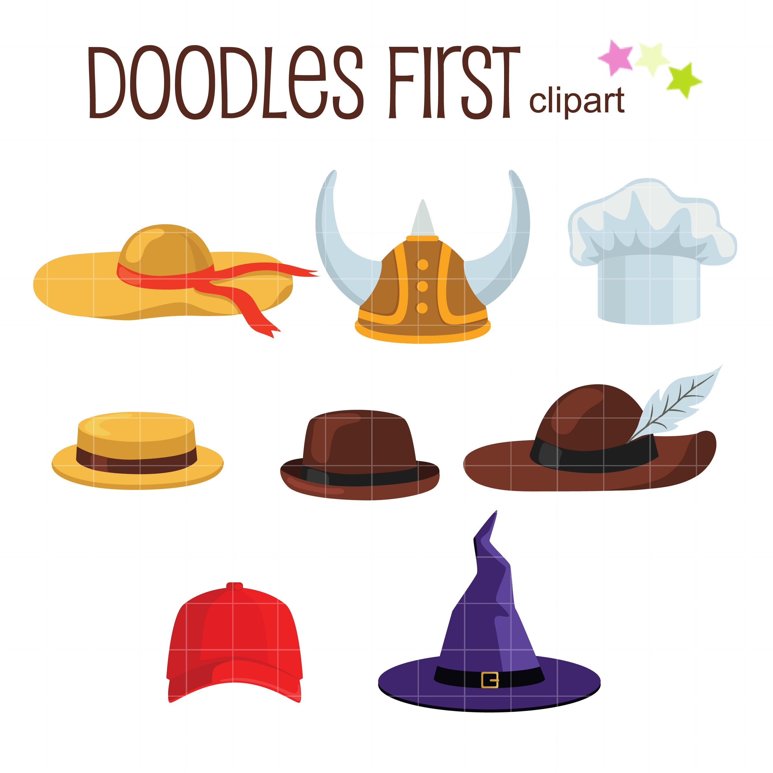 Hat and Cap Collection Digital Clip Art for Scrapbooking Card Etsy