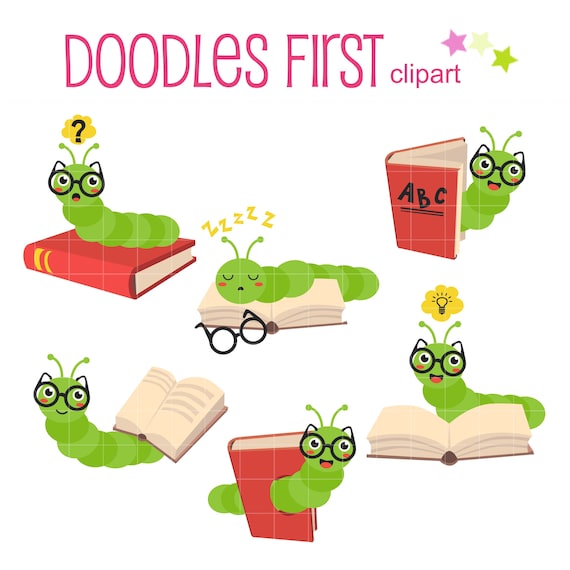 Bookworm Collection Digital Clip Art for Scrapbooking Card - Etsy