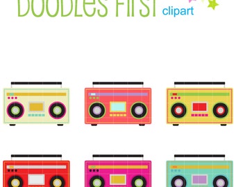 Funky Boombox Digital Clip Art für Scrapbooking Kartengestaltung Cupcake Toppers Papierhandwerk