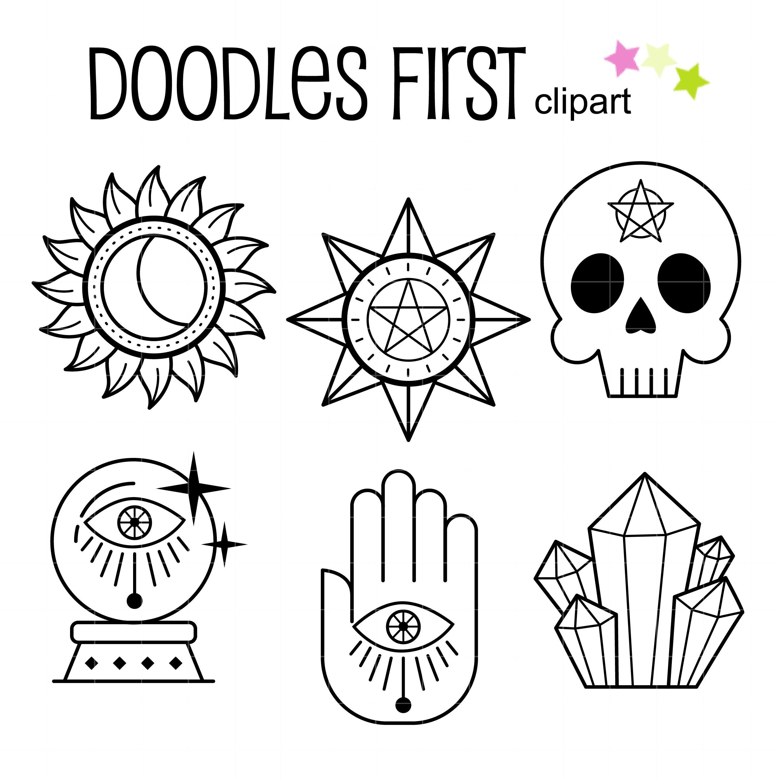 Esoteric Outline Elements Clip Art for Scrapbooking Card - Etsy