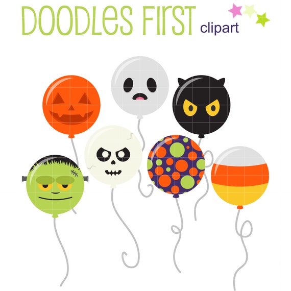 Items similar to Halloween Balloons Digital Clip Art for Scrapbooking ...