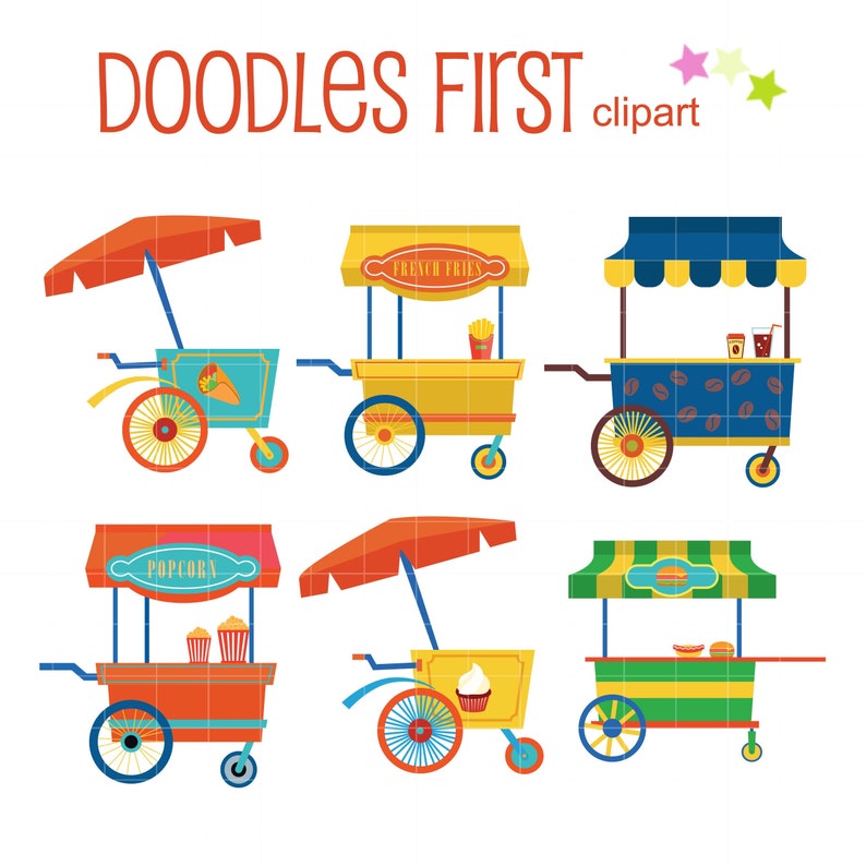 Street Food Vendor Cart Clip Art for Scrapbooking Card Making Etsy