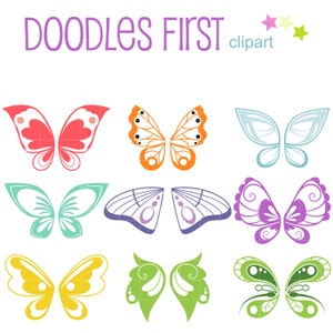 Images clipart ailes de papillon pour scrapbooking, fabrication de cartes, décorations de cupcakes, travaux manuels en papier