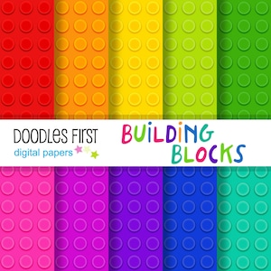 Building Blocks Digital Paper Pack Includes 10 for Scrapbooking Paper Crafts