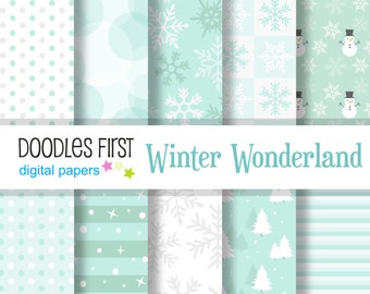 Winter Wonderland  Digital Paper Pack Includes 10 for Scrapbooking Paper Crafts, Sublimation, Digital Papers, Backgrounds, SVG, PNG, jpg