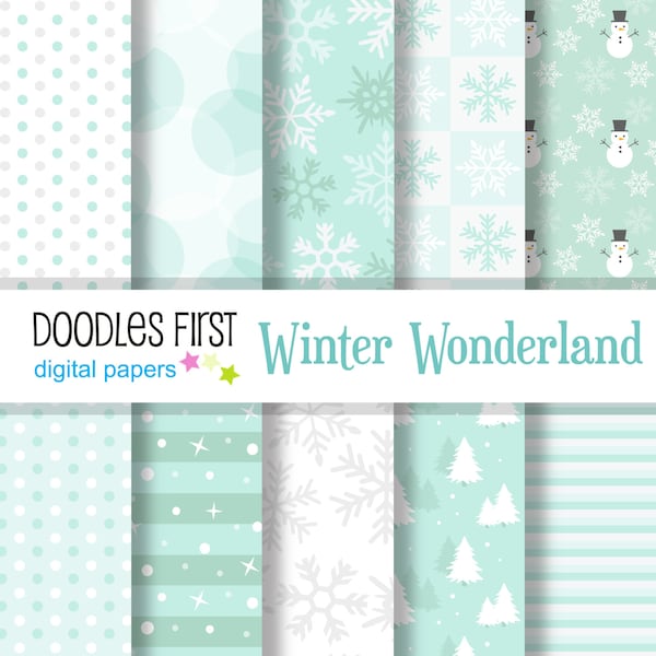 Winter Wonderland  Digital Paper Pack Includes 10 for Scrapbooking Paper Crafts, Sublimation, Digital Papers, Backgrounds, SVG, PNG, jpg