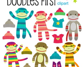 Sock Monkey Clipart: Scrapbooking & Card Making Graphics (SVG, PNG, JPG)